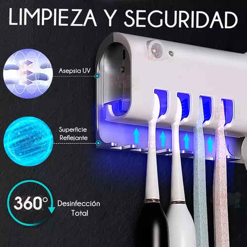 Porta Cepillos Dental con Esterilizador UV🪥🦷 y Dispensador Automático de Pasta
