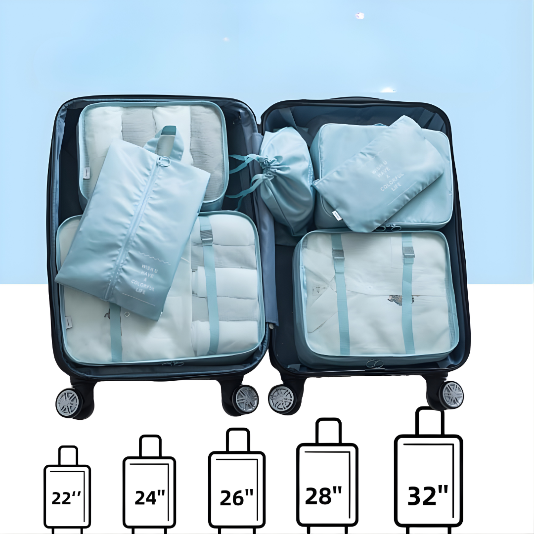 7 PIEZAS ORGANIZADOR DE VIAJE – Equipaje ordenado, espacio optimizado y viajes sin desorden