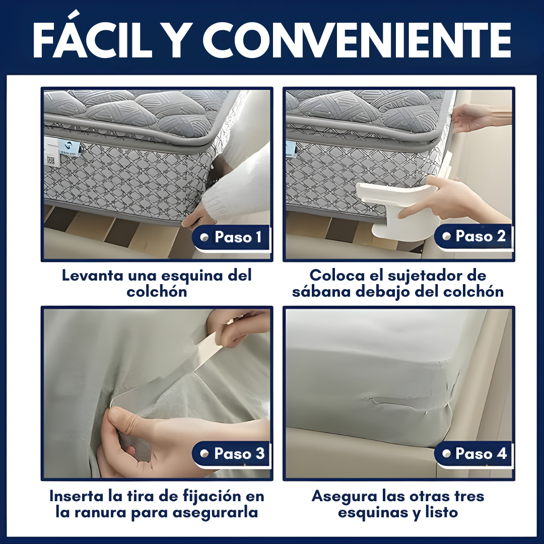 SUJETADORES DE SÁBANAS – Adiós al desorden en tu cama, ajuste perfecto en segundos
