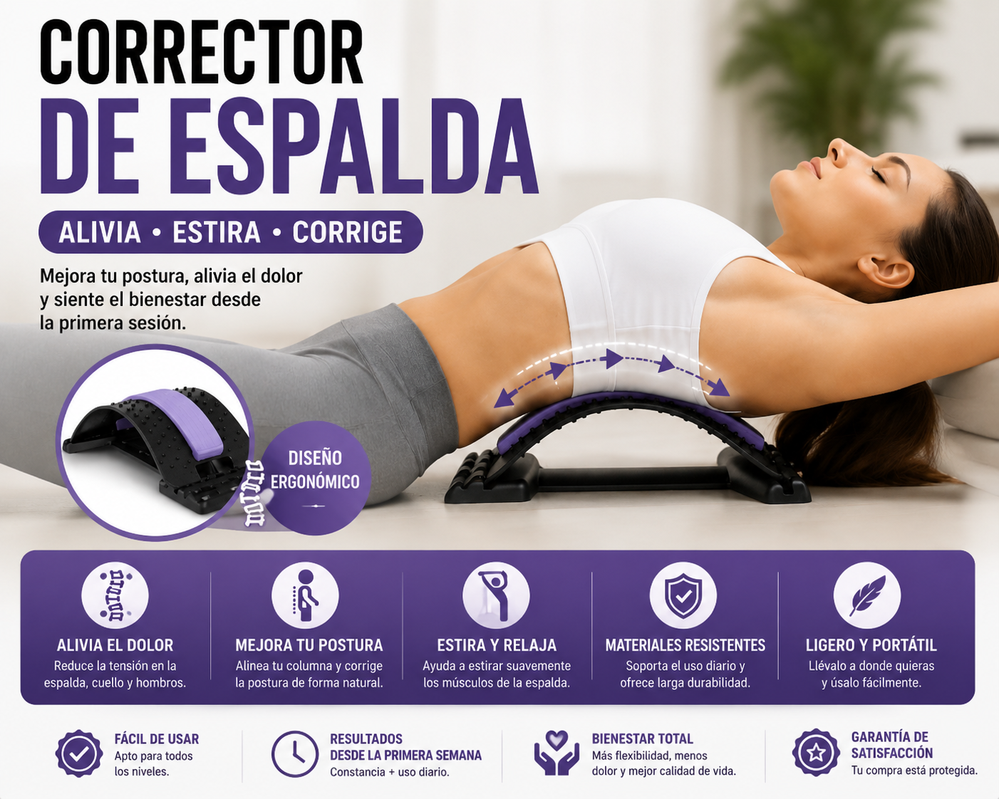 Camilla lumbar Fisioterapéutica - ALIVIA EL DOLOR DE ESPALDA Y CORRIGE TU POSTURA