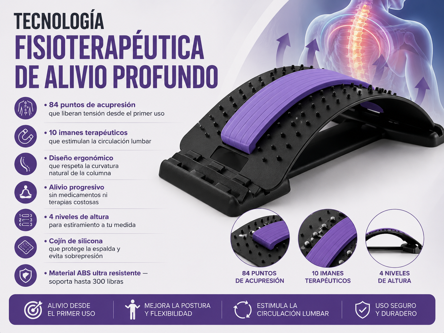 Camilla lumbar Fisioterapéutica - ALIVIA EL DOLOR DE ESPALDA Y CORRIGE TU POSTURA