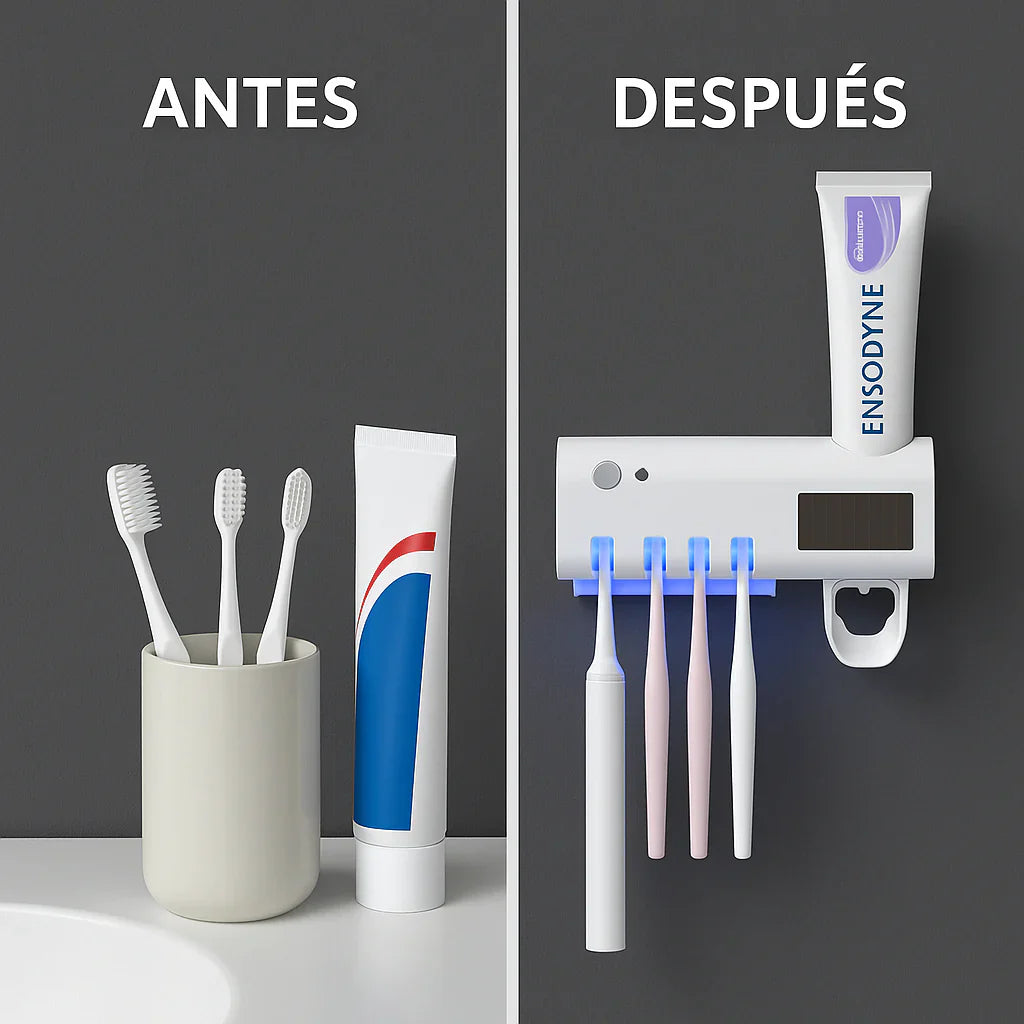 Porta Cepillos Dental con Esterilizador UV🪥🦷 y Dispensador Automático de Pasta