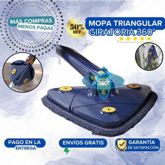 Trapero triangular giratorio 360° – limpia esquinas y lugares difíciles fácilmente