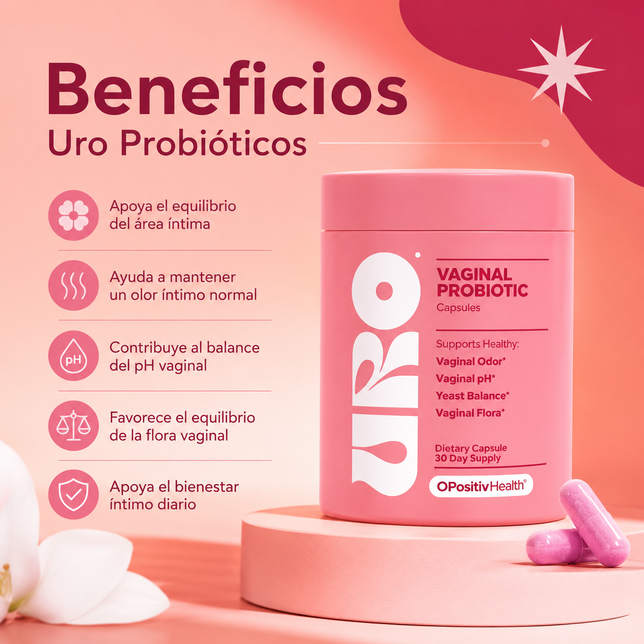 URO Suplemento Probiótico Vaginal - Mejora tu salud y mal olor